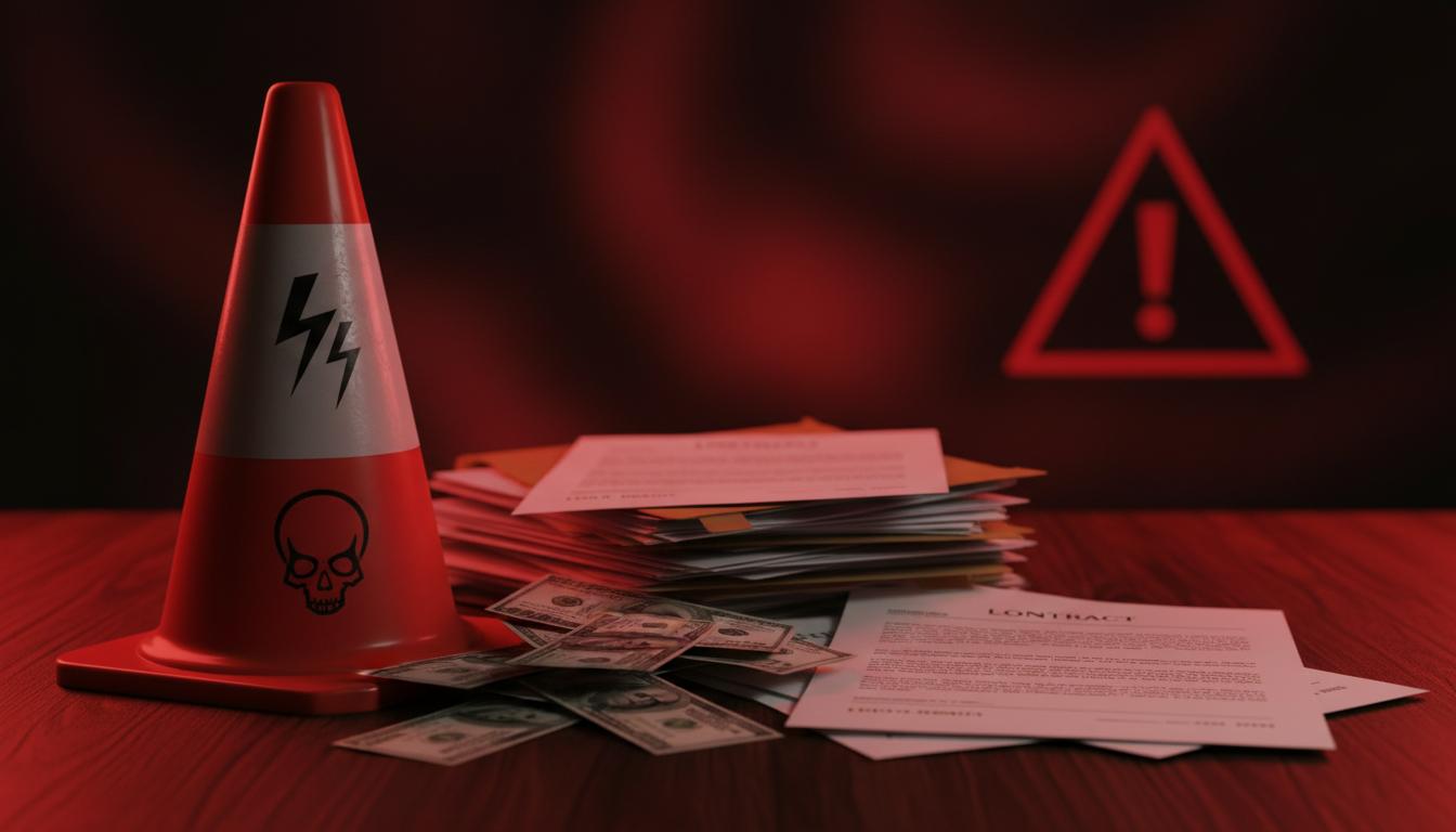 Илюстрация към рискове при бързите кредити: договорни предупредителни знаци